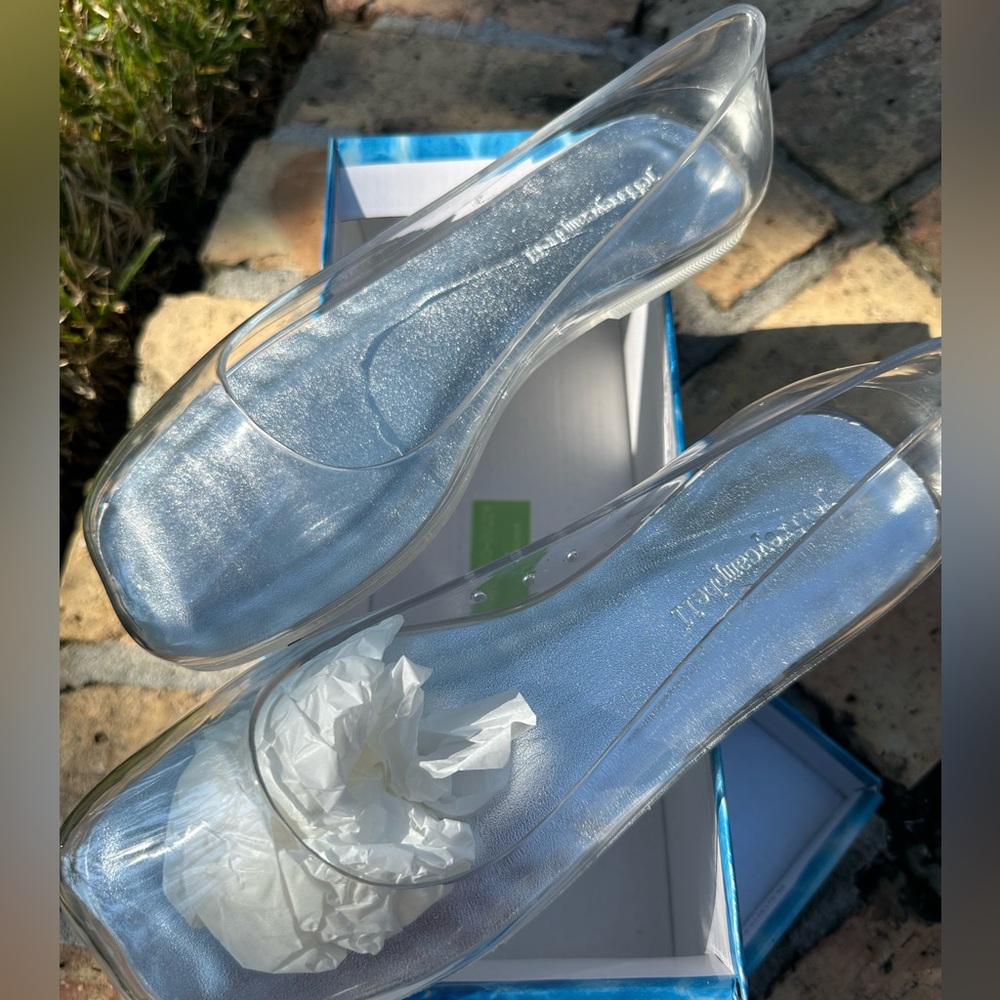 NIB…Jeffrey Campbell Clear Jellys Ballet Flats Silver Womans 7 Slip On